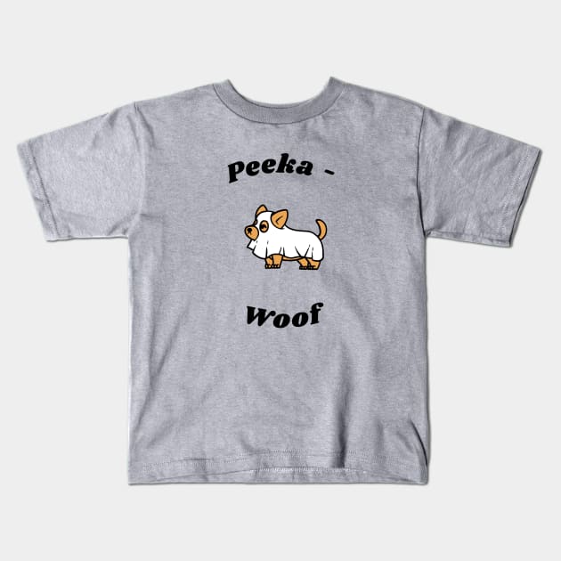 Peeka Boo Dog Kids T-Shirt by Appare(nt)ly